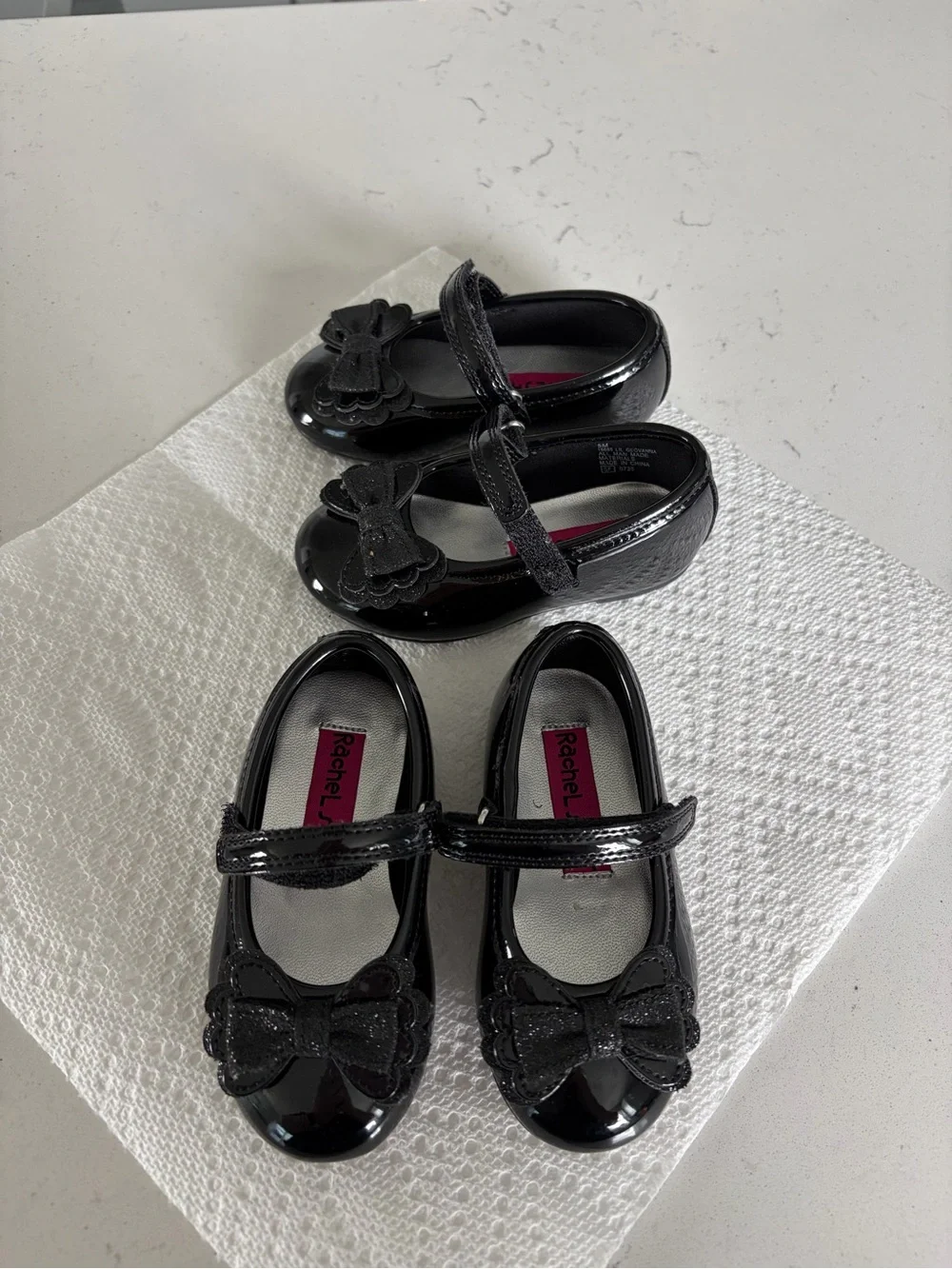 Rachel Black Patent Mary Jane Shoes with Bow Accent